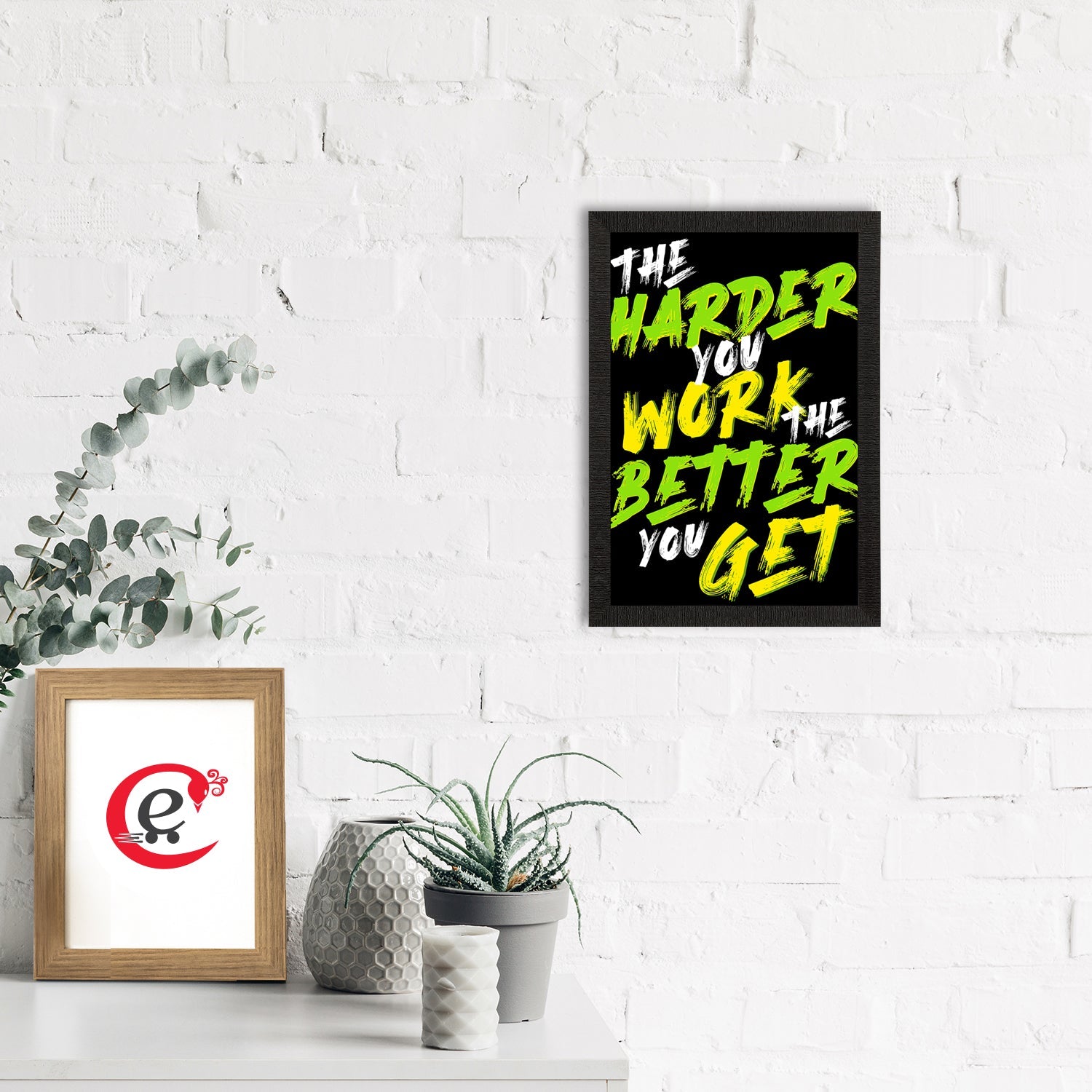 "The Harder You Work The Better You Get" Motivational Quote Satin Matt Texture UV Art Painting Kafalo