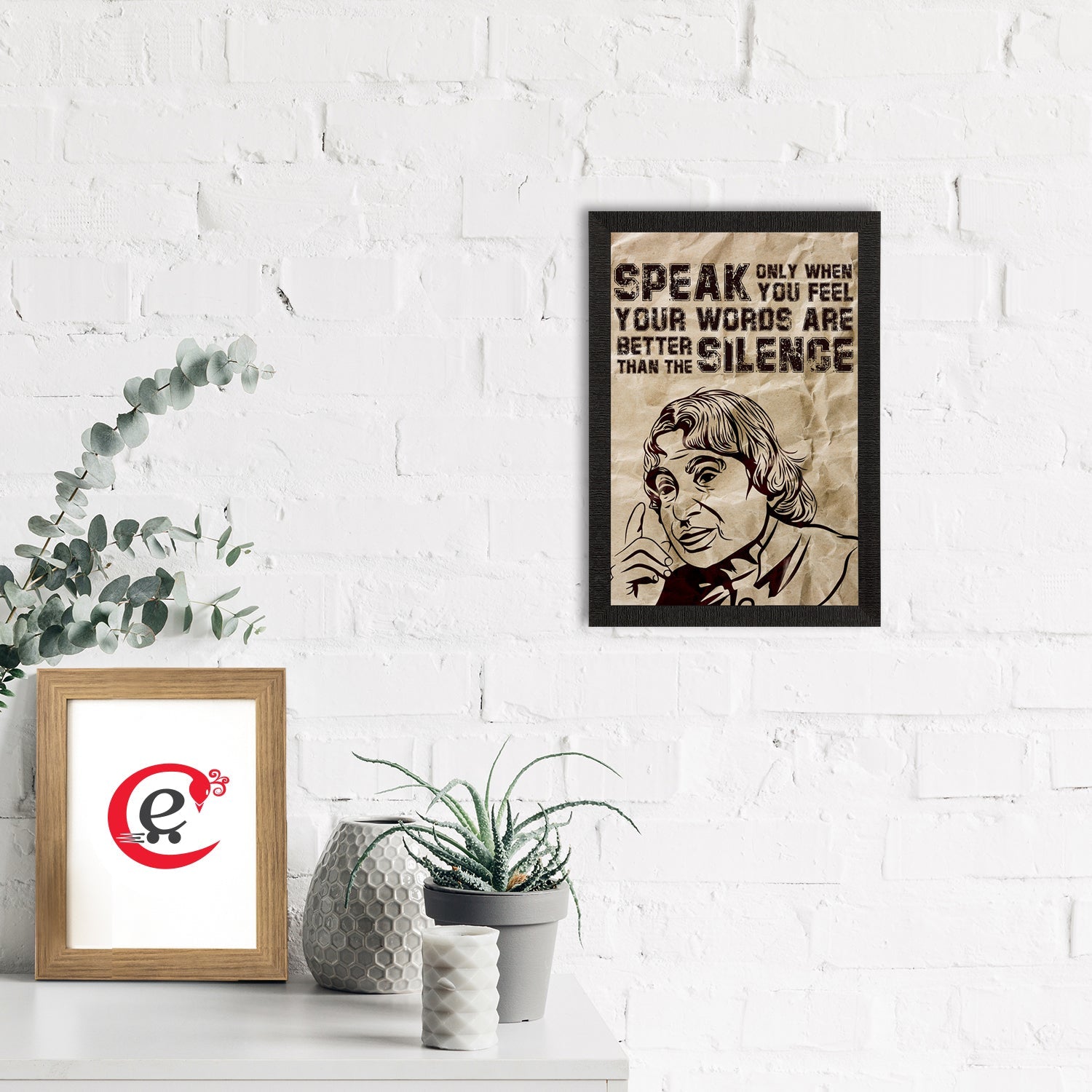 "SPEAK Only When You Feel Your Words are Better than the SILENCE" A. P. J. Abdul Kalam Motivational Quote Satin Matt Texture UV Art Painting Kafalo