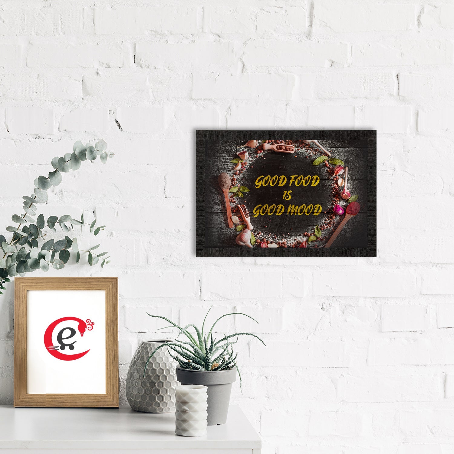 "Good Food Is Good Mood" Food Quote Satin Matt Texture UV Art Painting Kafalo