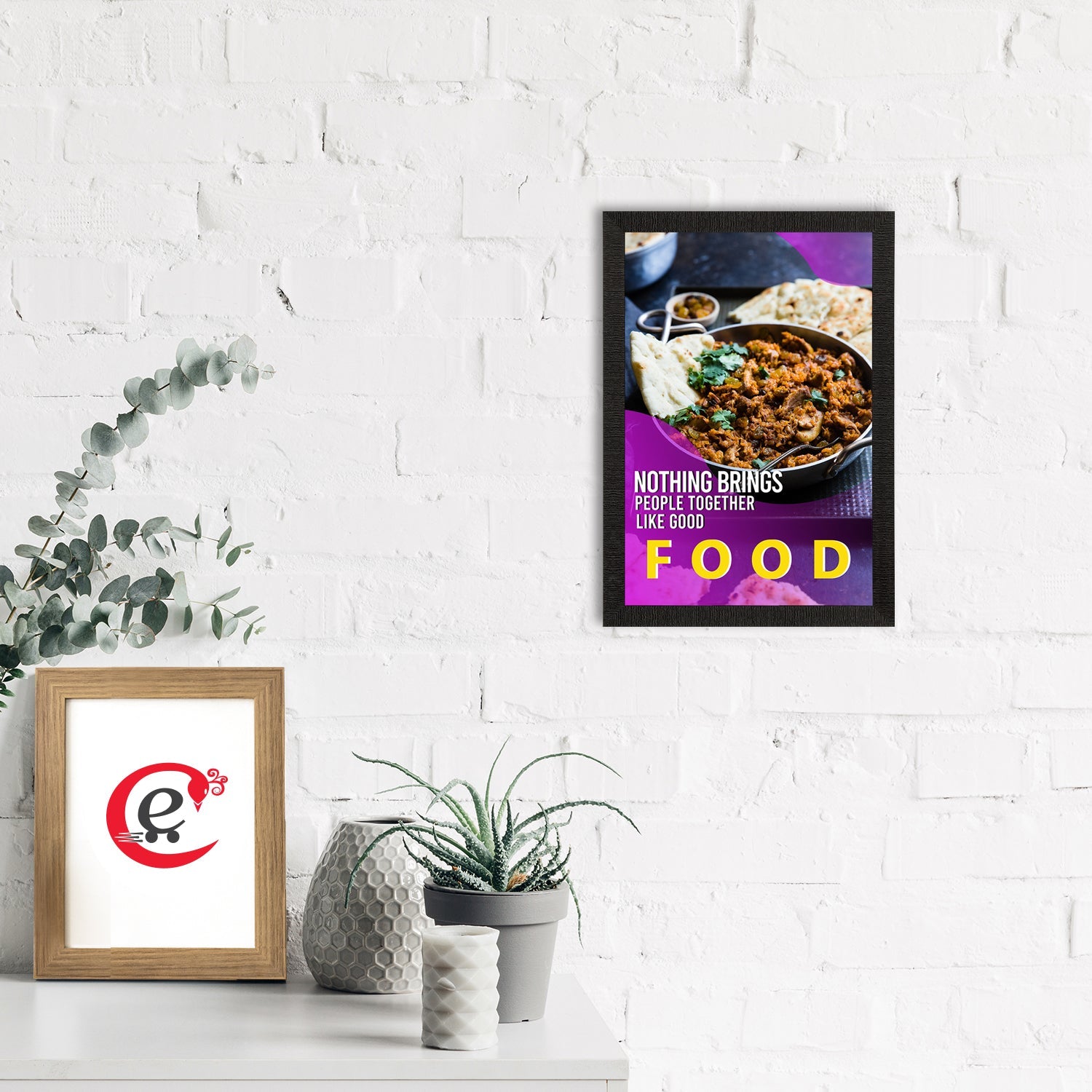 "Nothing Brings People Together Like Good Food" Quote Satin Matt Texture UV Art Painting Kafalo