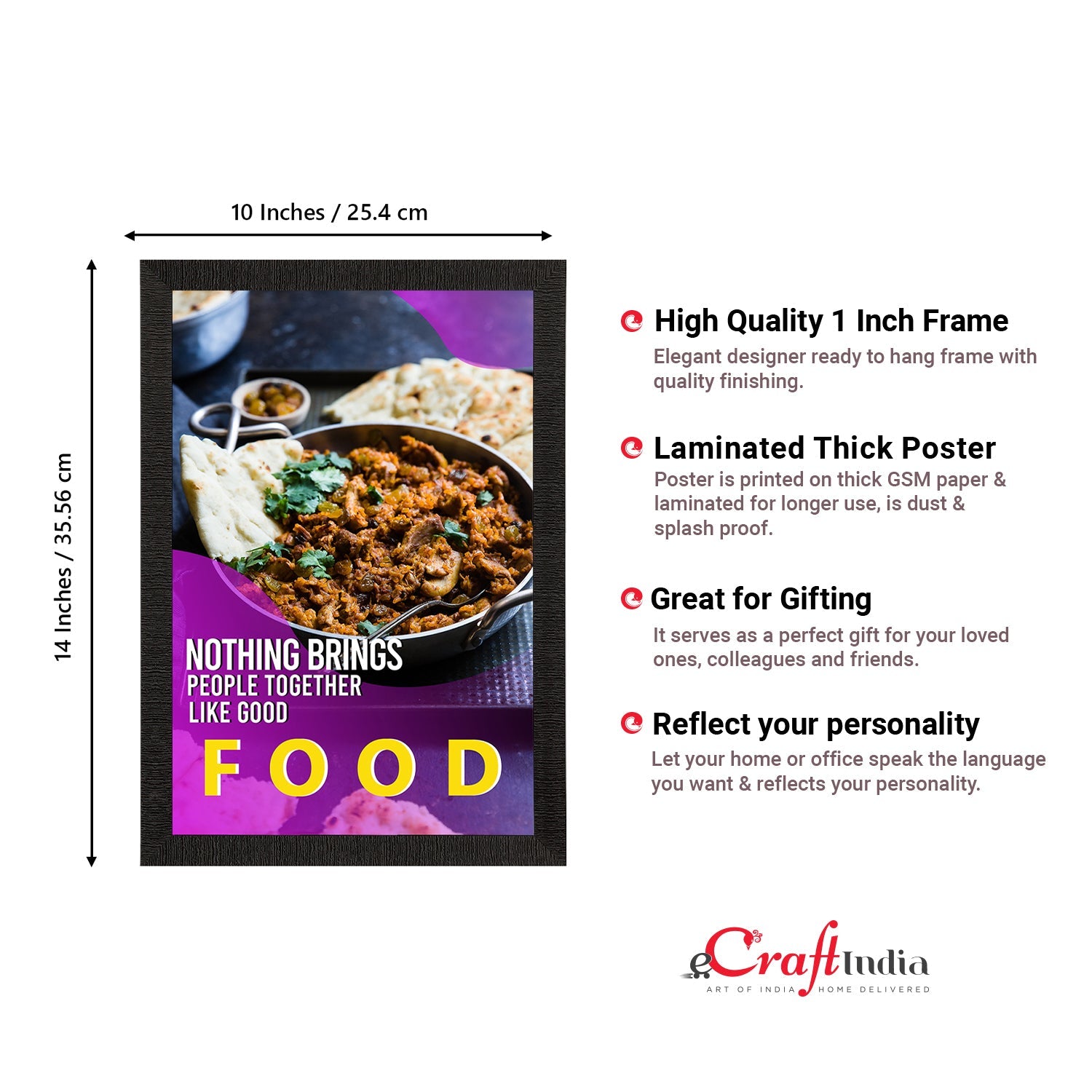 "Nothing Brings People Together Like Good Food" Quote Satin Matt Texture UV Art Painting Kafalo