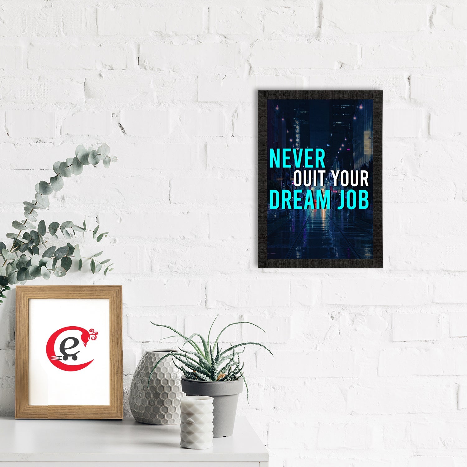 "Never Quit Your Dream Job" Motivational Quote Satin Matt Texture UV Art Painting Kafalo