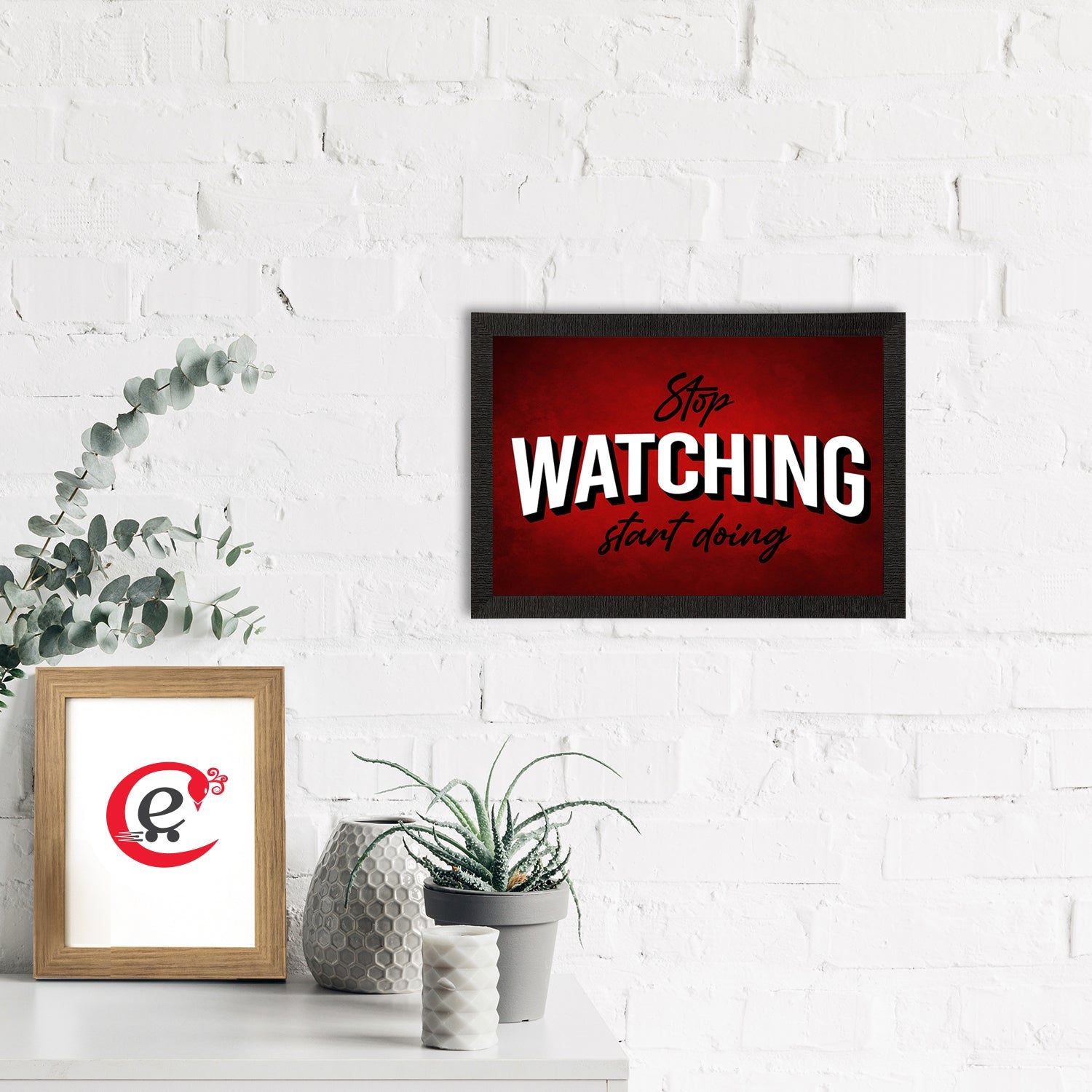 "Stop Watching, Start Doing" Motivational Quote Satin Matt Texture UV Art Painting Kafalo