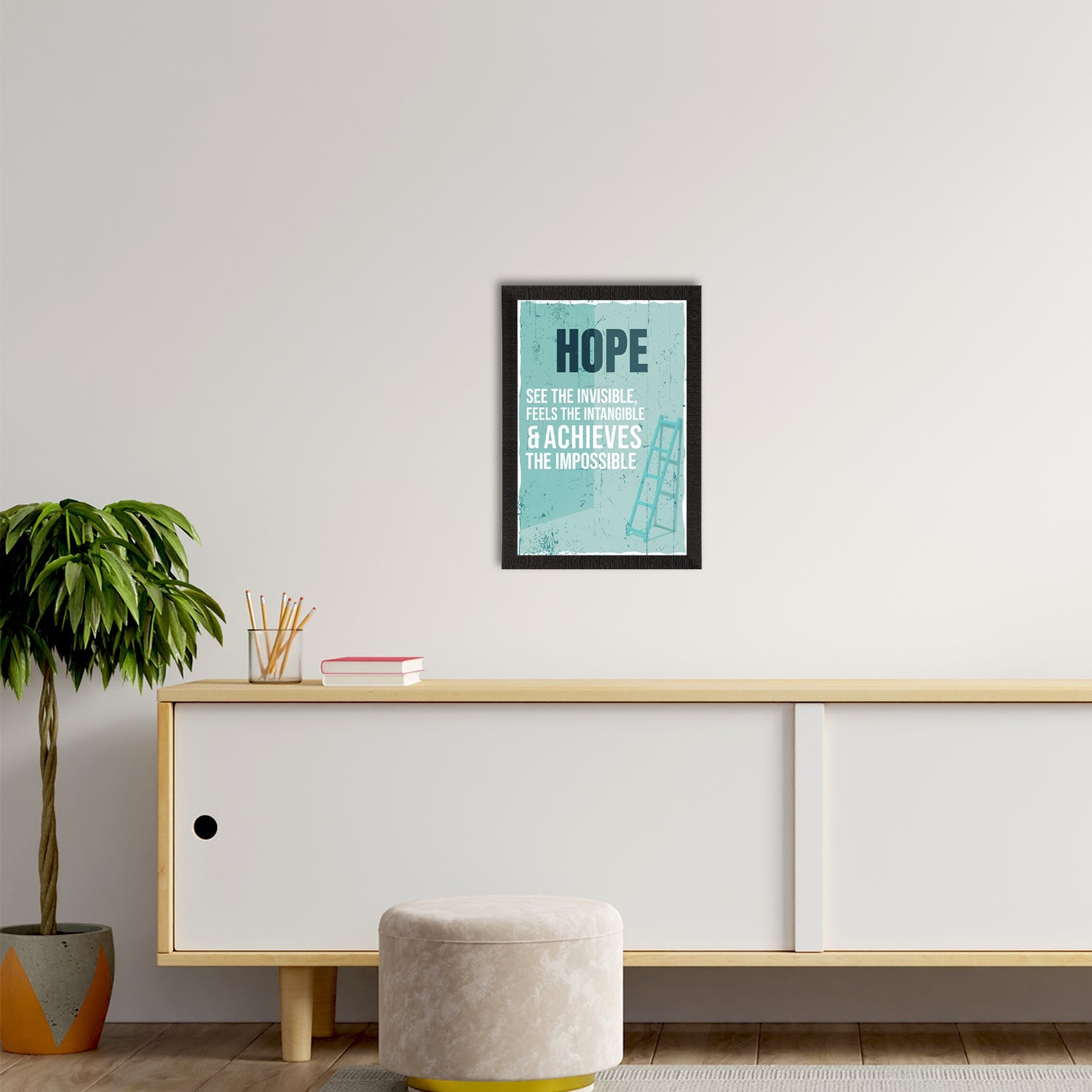 "HOPE, See the invisible, feels the intangible & achieves the impossible" Motivational Quote Satin Matt Texture UV Art Painting Kafalo