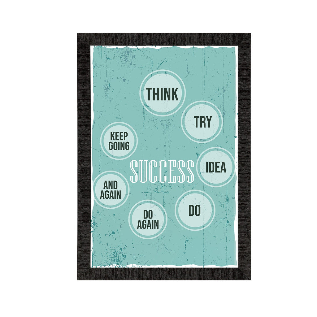 "Success - Think, Try, Idea, Do, Do Again, And Again, Keep Going" Motivational Quote Satin Matt Texture UV Art Painting Kafalo