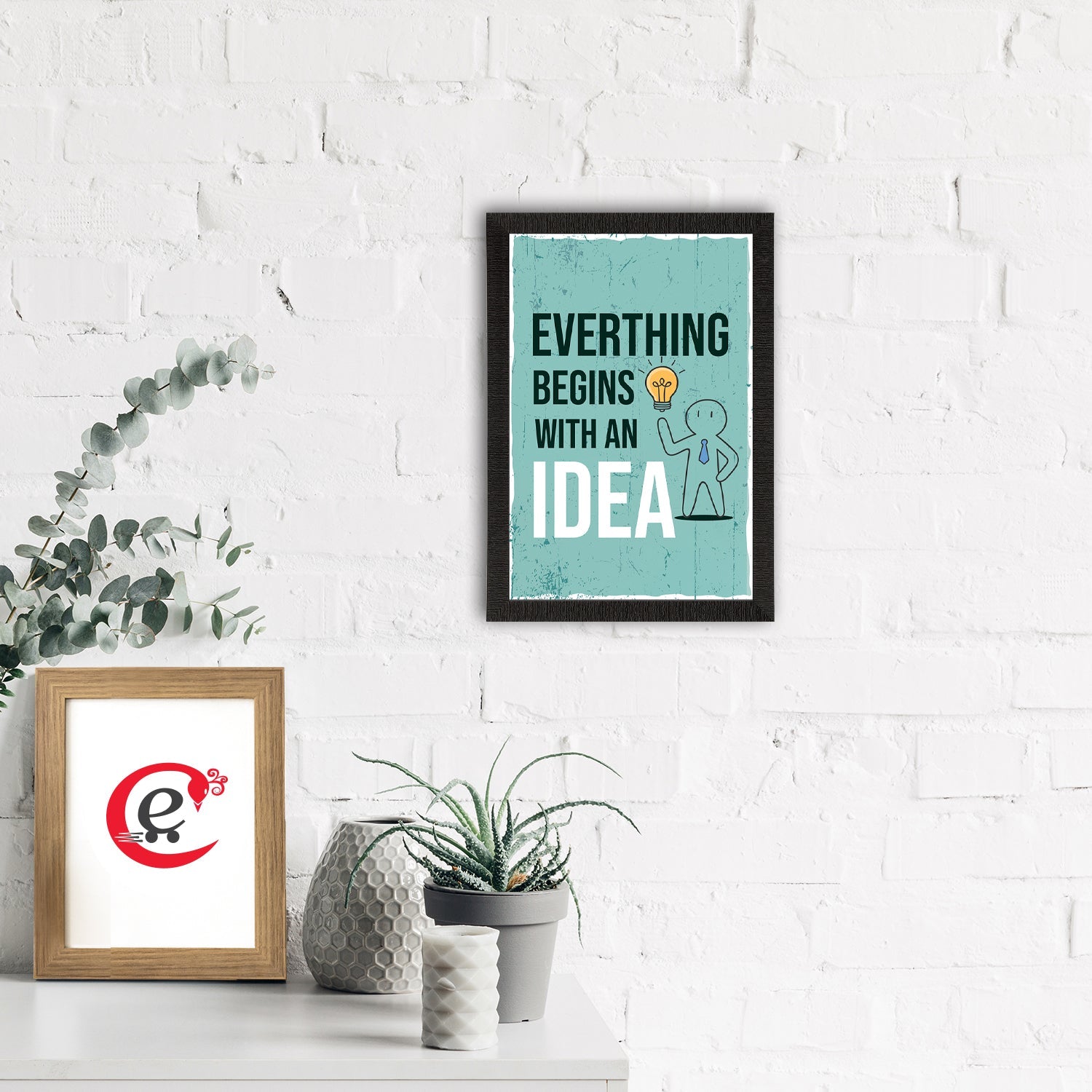 "Everything Begins With An Idea" Motivational Quote Satin Matt Texture UV Art Painting Kafalo