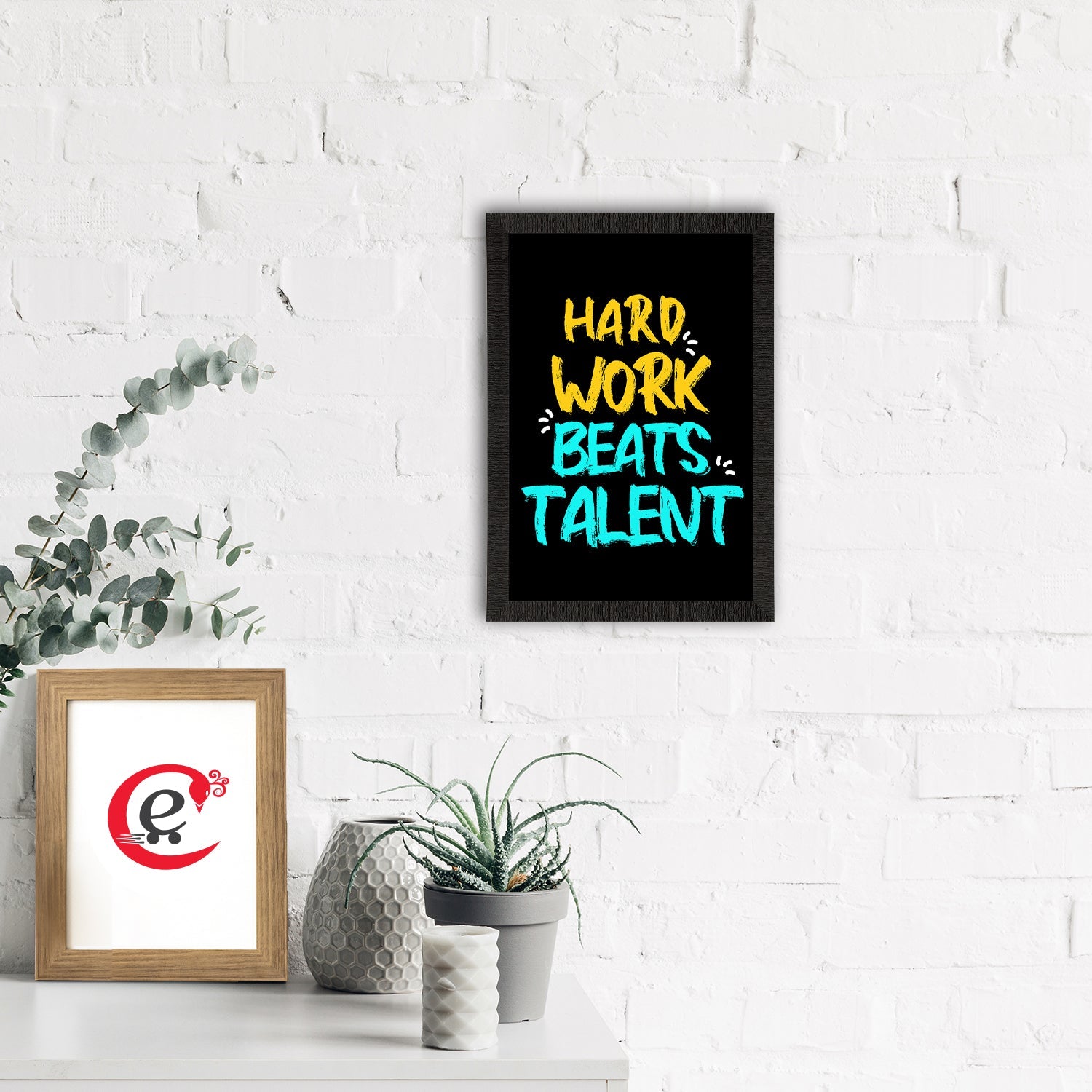 "Hard Work Beats Talent" Motivational Quote Satin Matt Texture UV Art Painting Kafalo