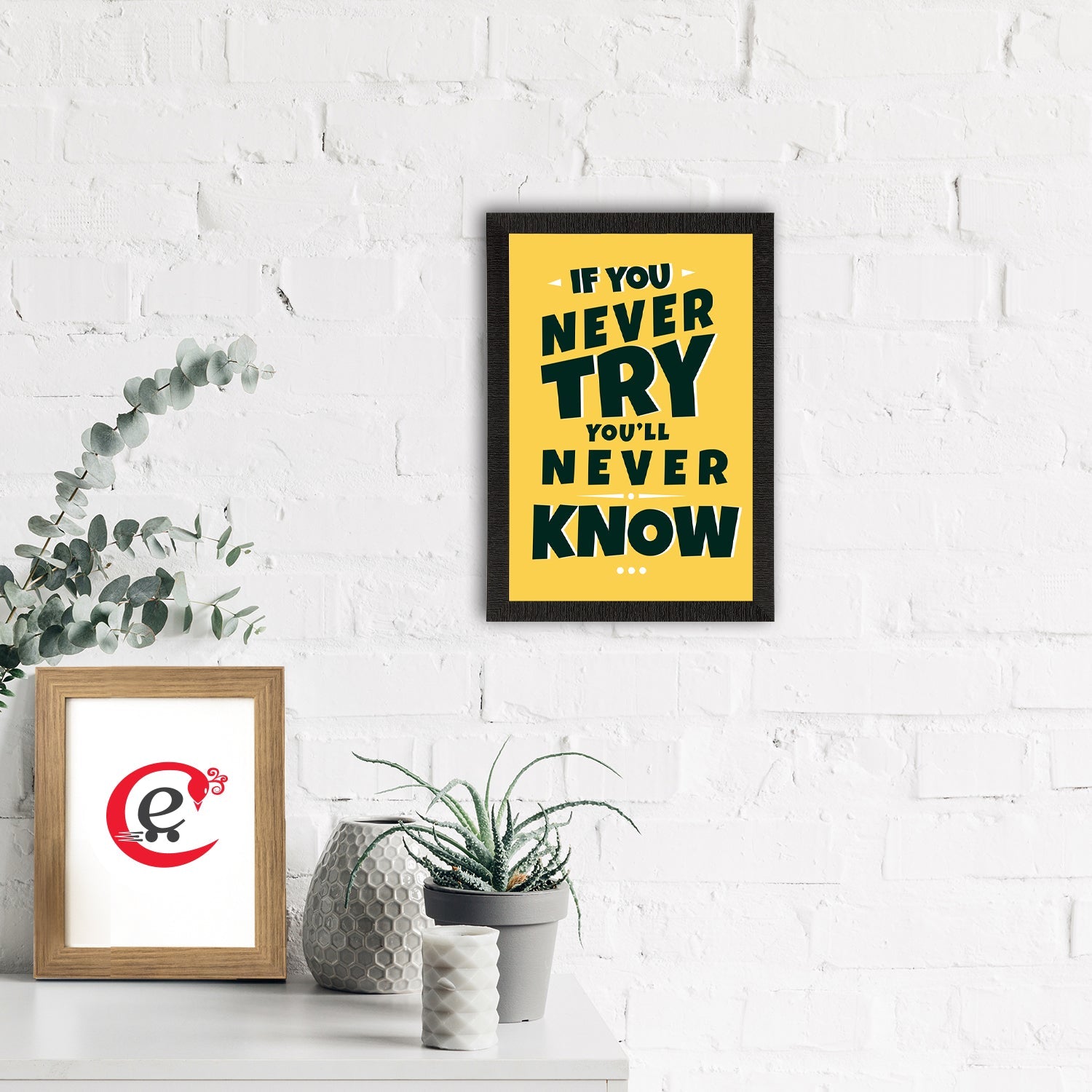 "If You Never Try, You'll Never Know" Motivational Quote Satin Matt Texture UV Art Painting Kafalo