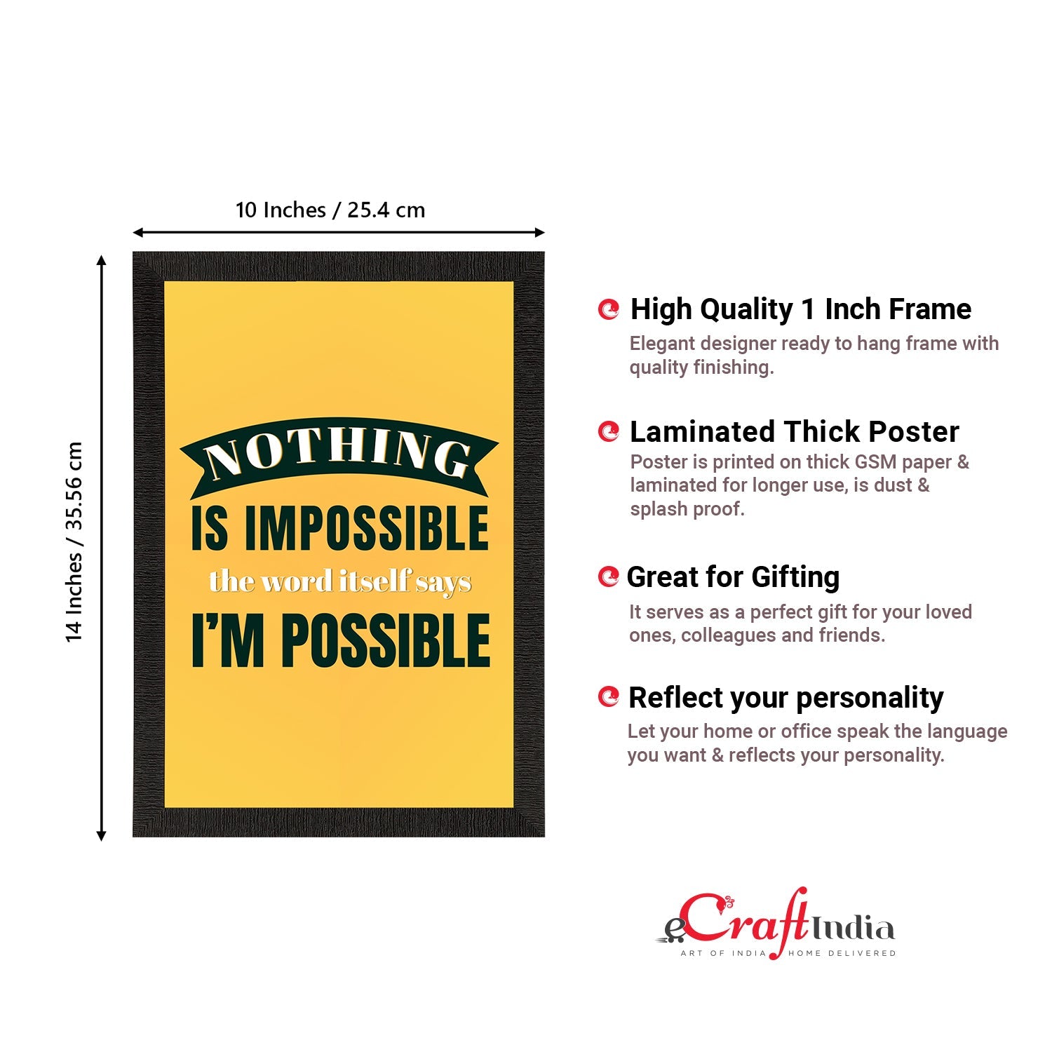 "Nothing Is Impossible, The Word Itself Says I'm Possible" Motivational Quote Satin Matt Texture UV Art Painting Kafalo