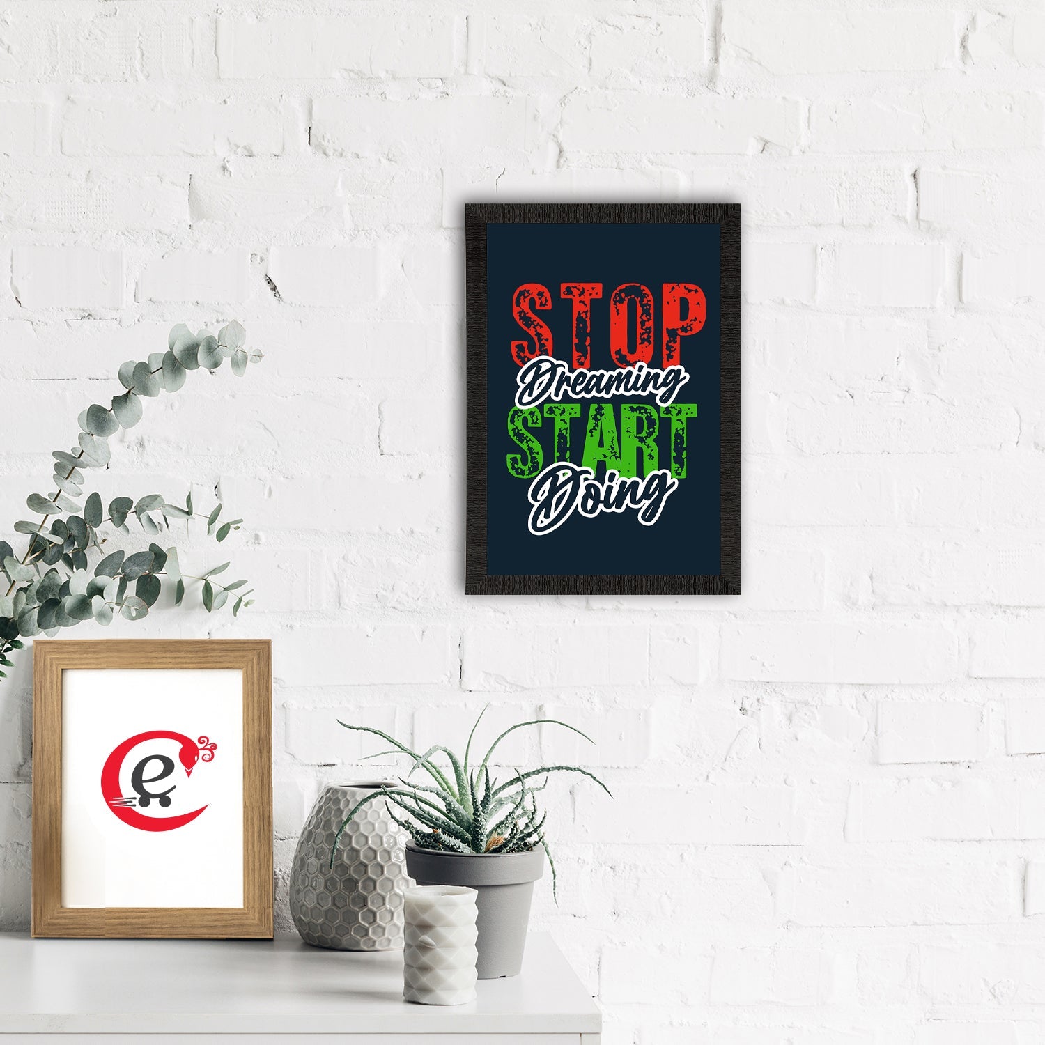 "Stop Dreaming Start Doing " Motivational Quote Satin Matt Texture UV Art Painting Kafalo