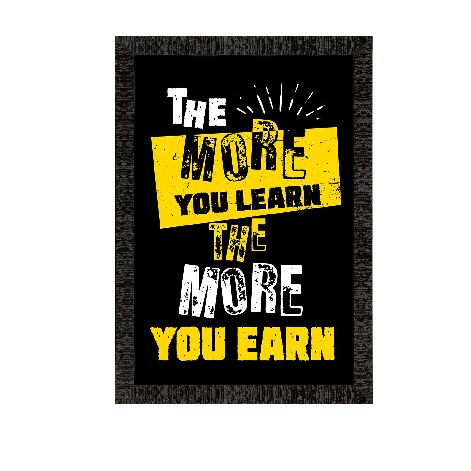 "The More You LEARN The More You EARN" Motivational Quote Satin Matt Texture UV Art Painting Kafalo