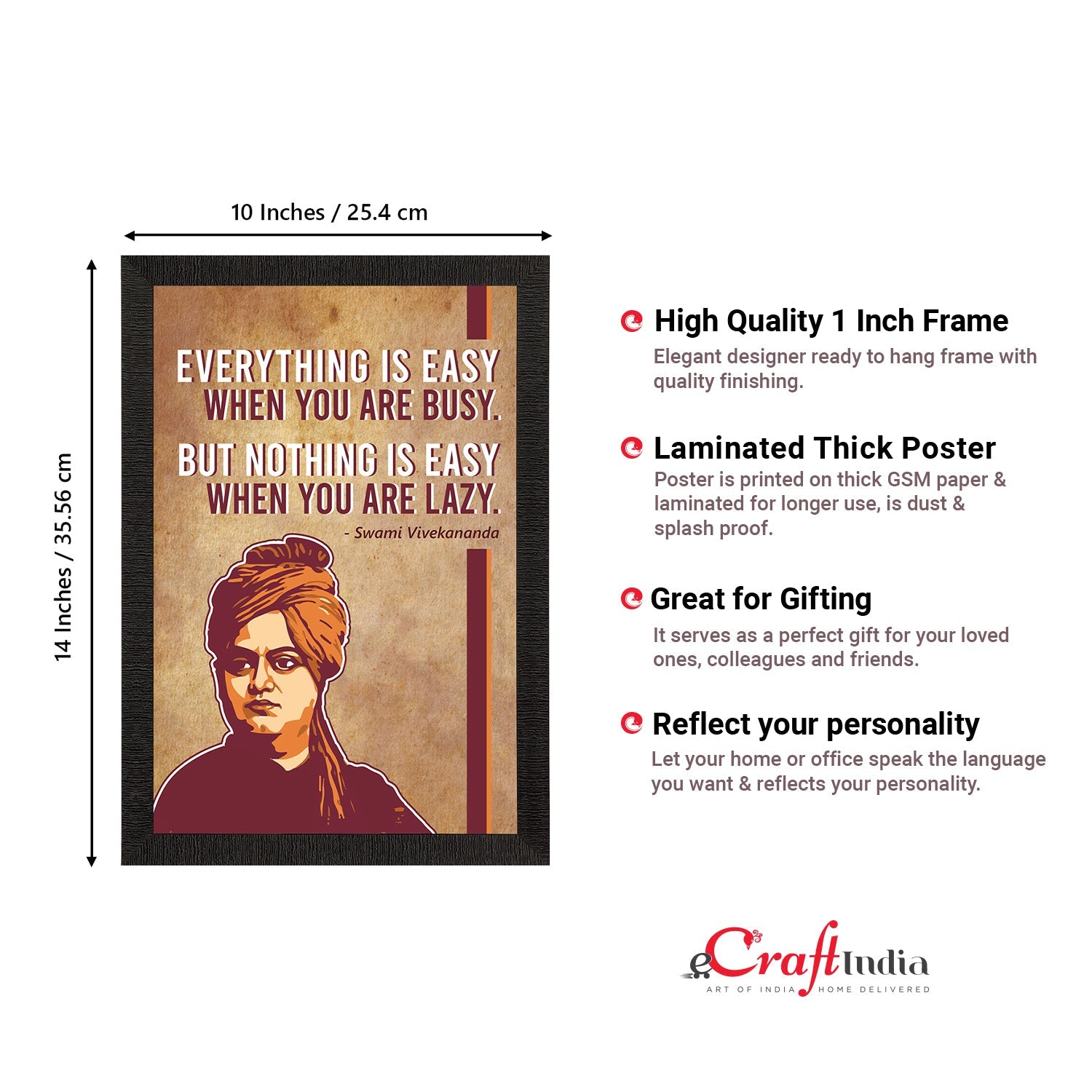 Everything Is Easy When You Are Busy, But Nothing Is Easy When You Are Lazy Swami Vivekananda Motivational Quote Painting Kafalo