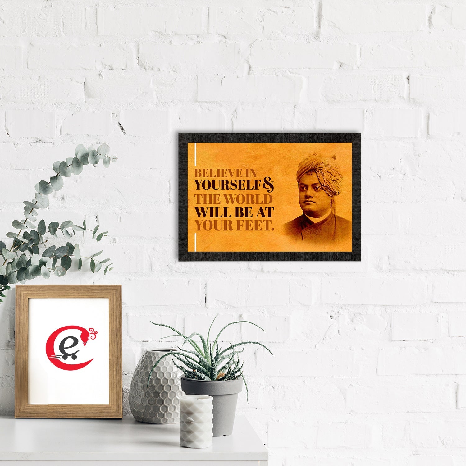 Believe In Yourself & The World Will Be At Your Feet Swami Vivekananda Motivational Quote Painting Kafalo