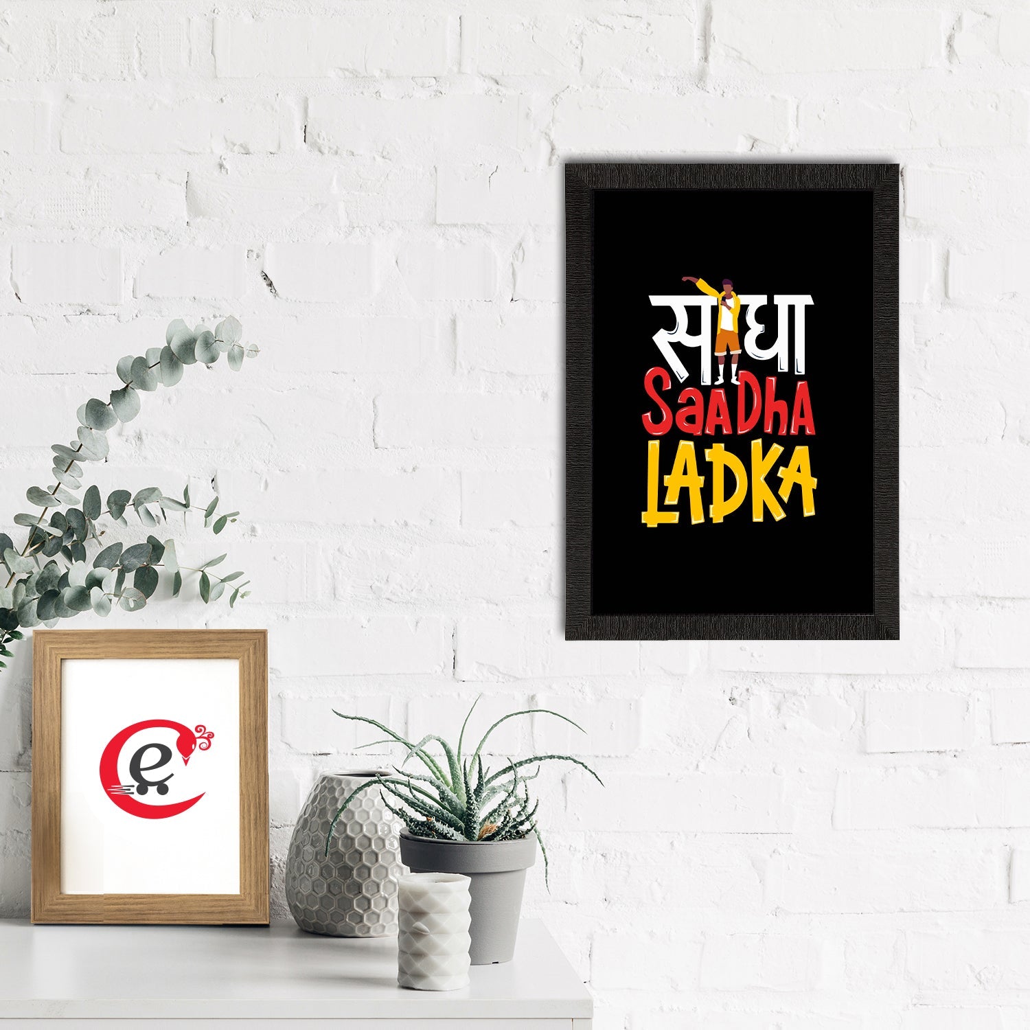 "Seedha Saadha Ladka" Quirky Quote Satin Matt Texture UV Art Painting Kafalo