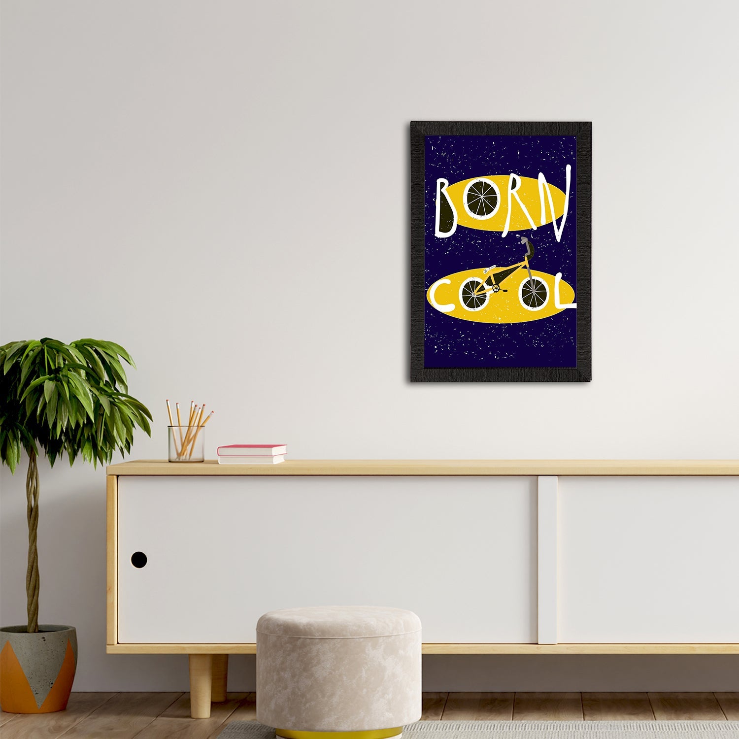 "Born Cool" Quirky Quote Satin Matt Texture UV Art Painting Kafalo