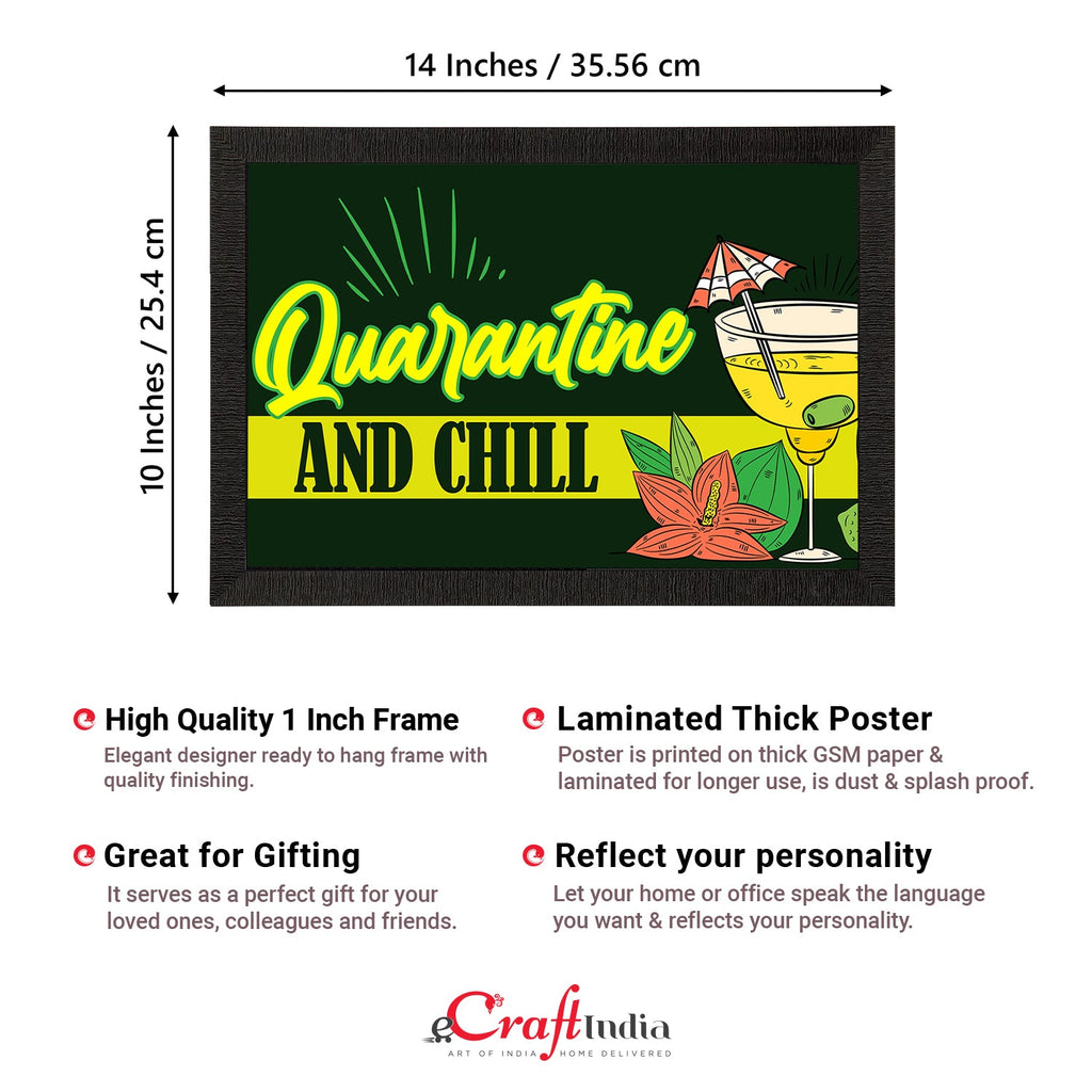 "Quarantine And Chill" Quirky Quote Satin Matt Texture UV Art Painting Kafalo