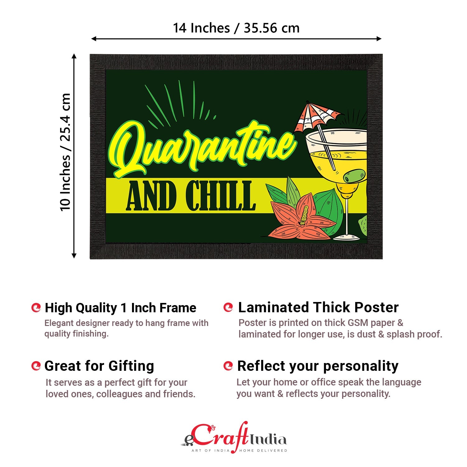 "Quarantine And Chill" Quirky Quote Satin Matt Texture UV Art Painting Kafalo
