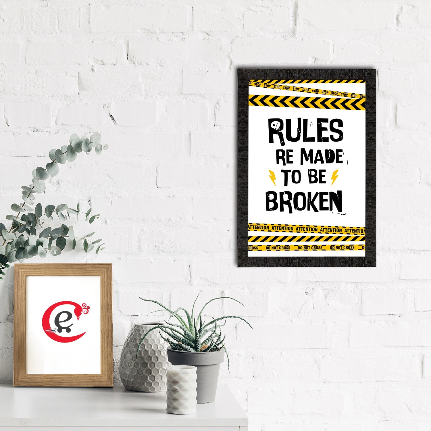"Rules Re Meant To Be Broken" Quirky Quote Satin Matt Texture UV Art Painting Kafalo