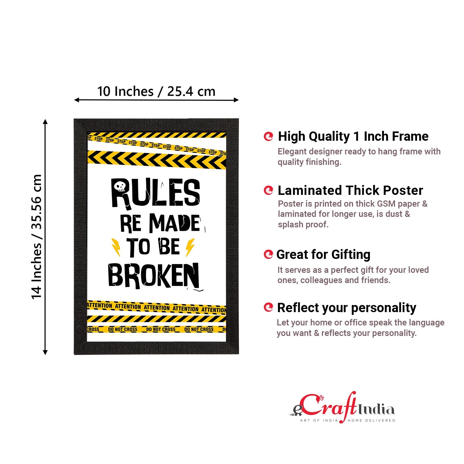 "Rules Re Meant To Be Broken" Quirky Quote Satin Matt Texture UV Art Painting Kafalo