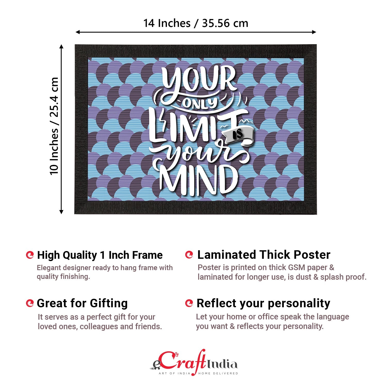 "Your Only Limit Is Your Mind" Motivational Quote Satin Matt Texture UV Art Painting Kafalo