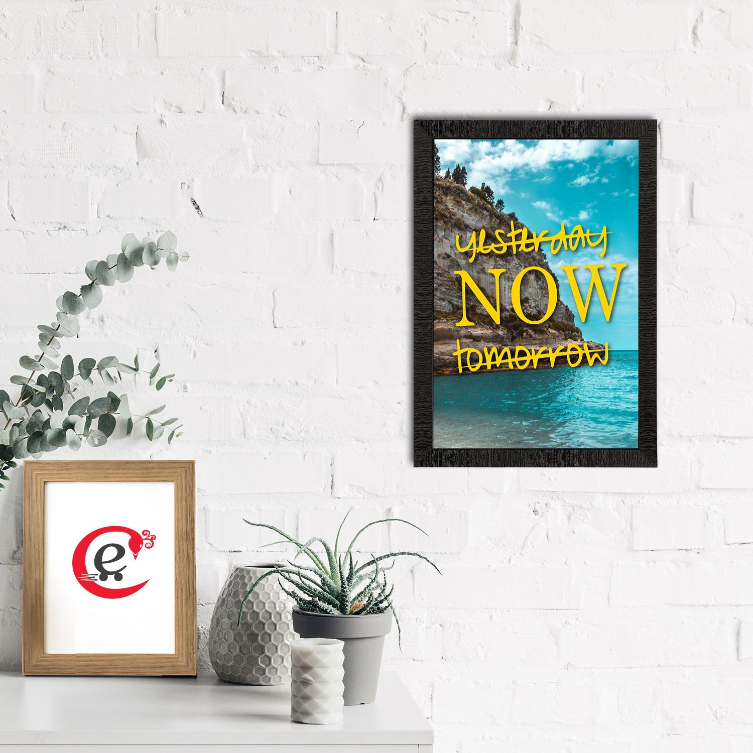 "Yesterday Now Tomorrow" Motivational Quote Satin Matt Texture UV Art Painting Kafalo