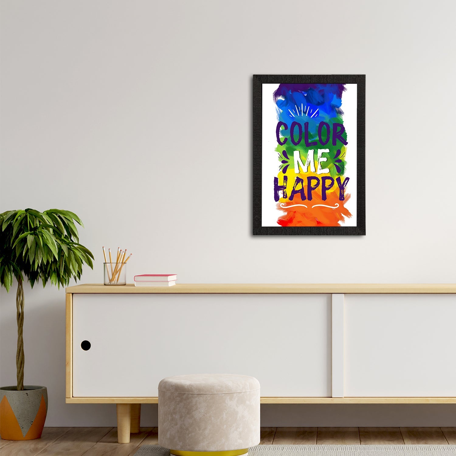 "Color Me Happy" Quirky Quotes Satin Matt Texture UV Art Painting Kafalo