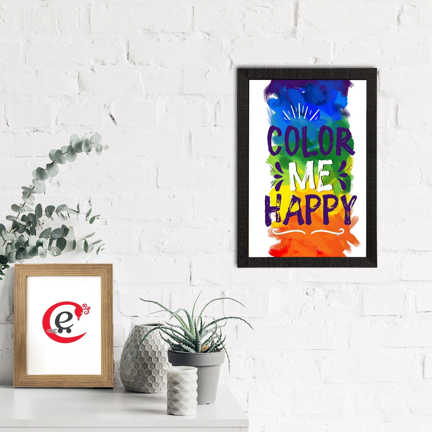 "Color Me Happy" Quirky Quotes Satin Matt Texture UV Art Painting Kafalo