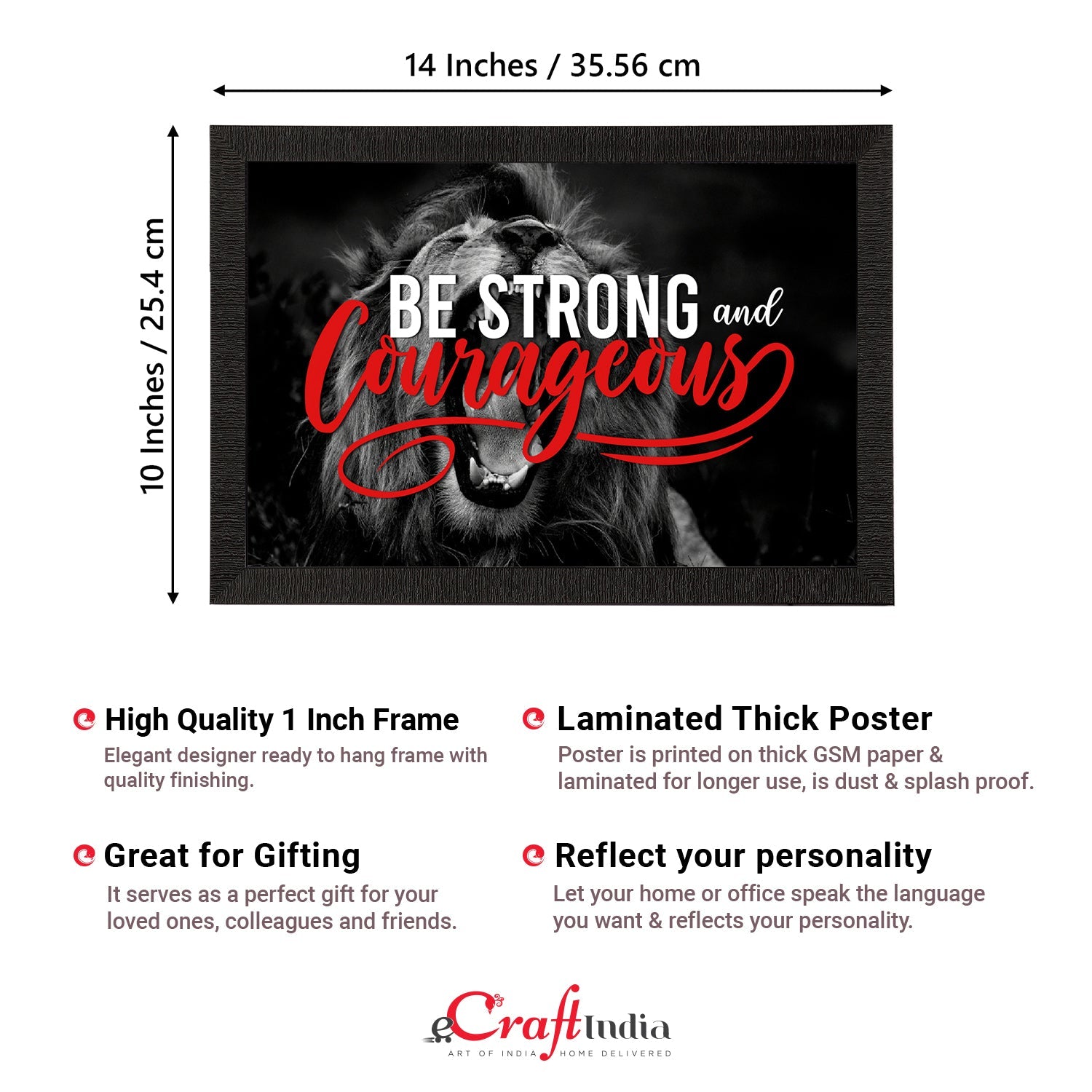 "Be Strong And Courageous" Motivational Quote Satin Matt Texture UV Art Painting Kafalo