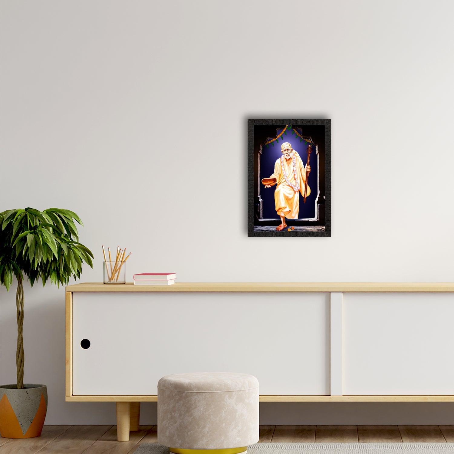 Sai Baba Satin Matt Texture UV Art Painting Kafalo