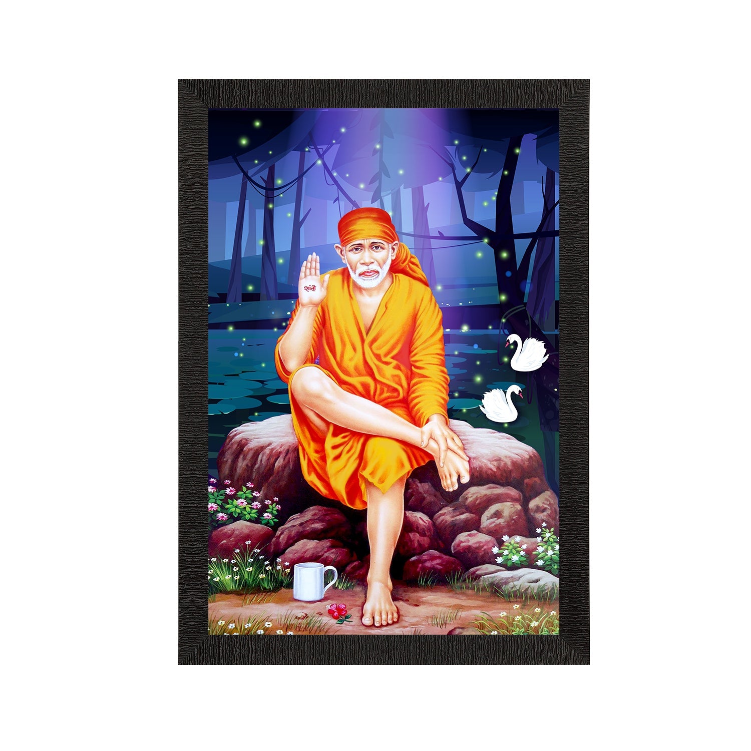 Sai Baba Satin Matt Texture UV Art Painting Kafalo