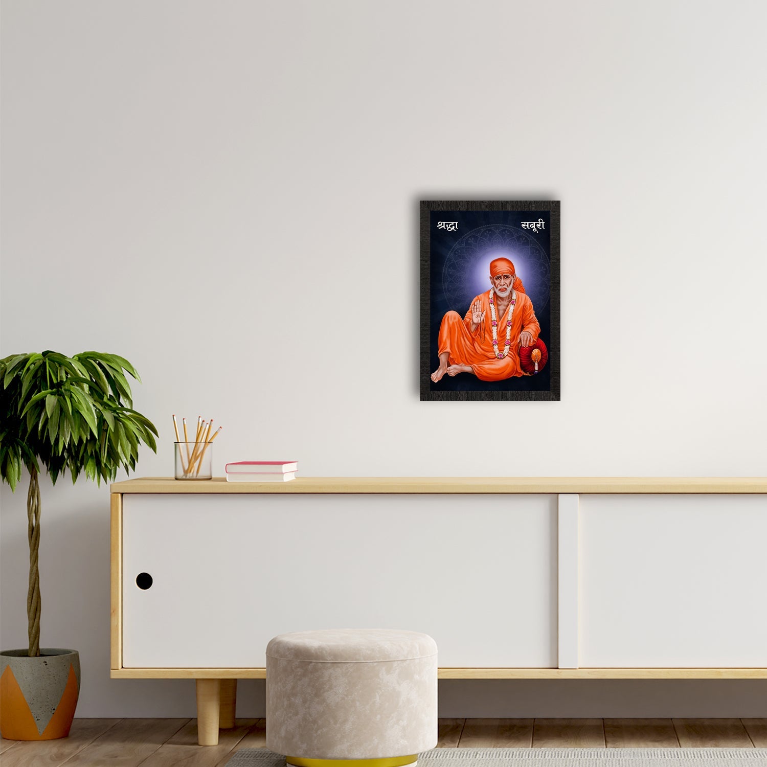 Sai Baba Satin Matt Texture UV Art Painting Kafalo