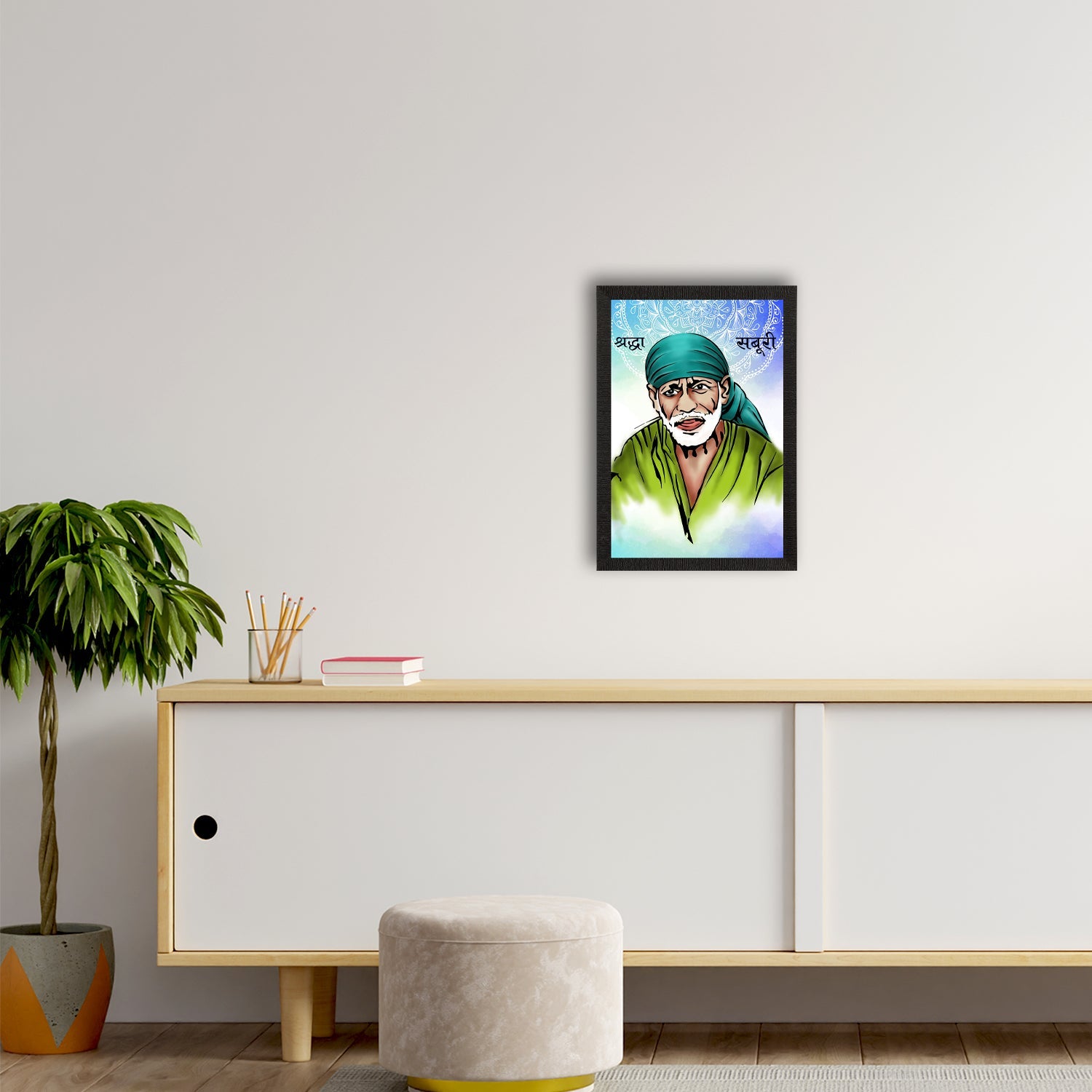 Sai Baba Satin Matt Texture UV Art Painting Kafalo