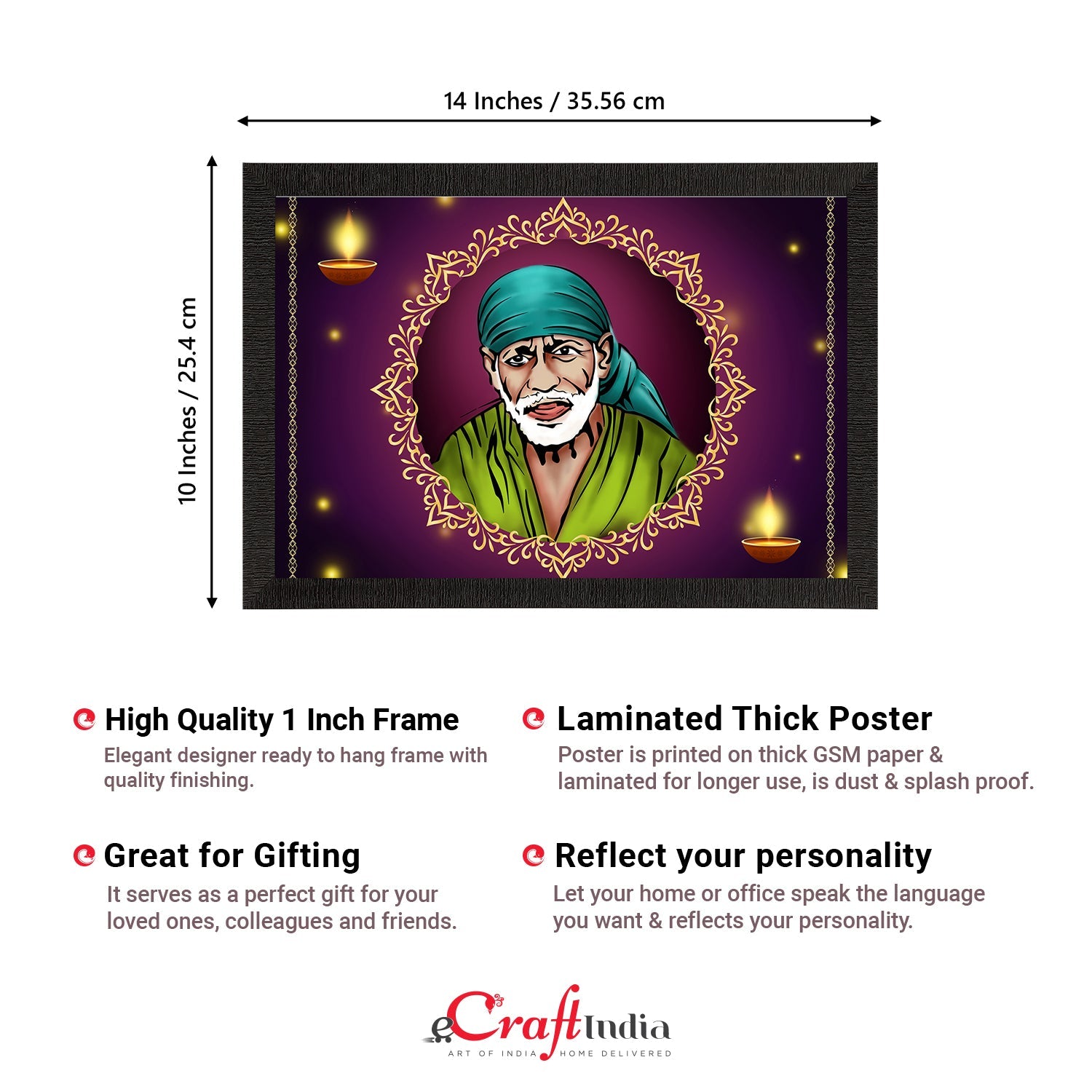 Sai Baba Satin Matt Texture UV Art Painting Kafalo