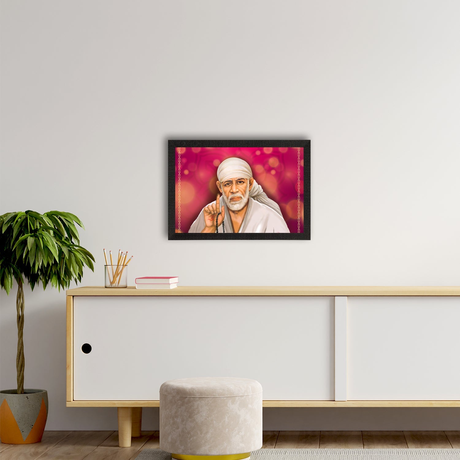 Sai Baba Satin Matt Texture UV Art Painting Kafalo