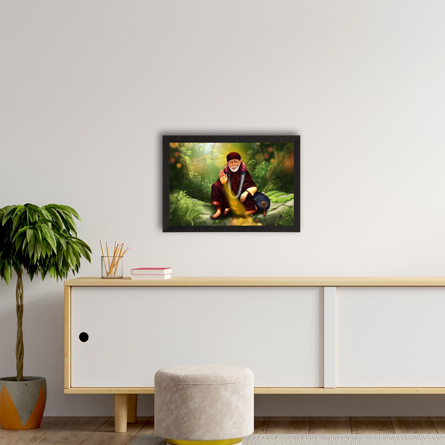 Sai Baba Satin Matt Texture UV Art Painting Kafalo