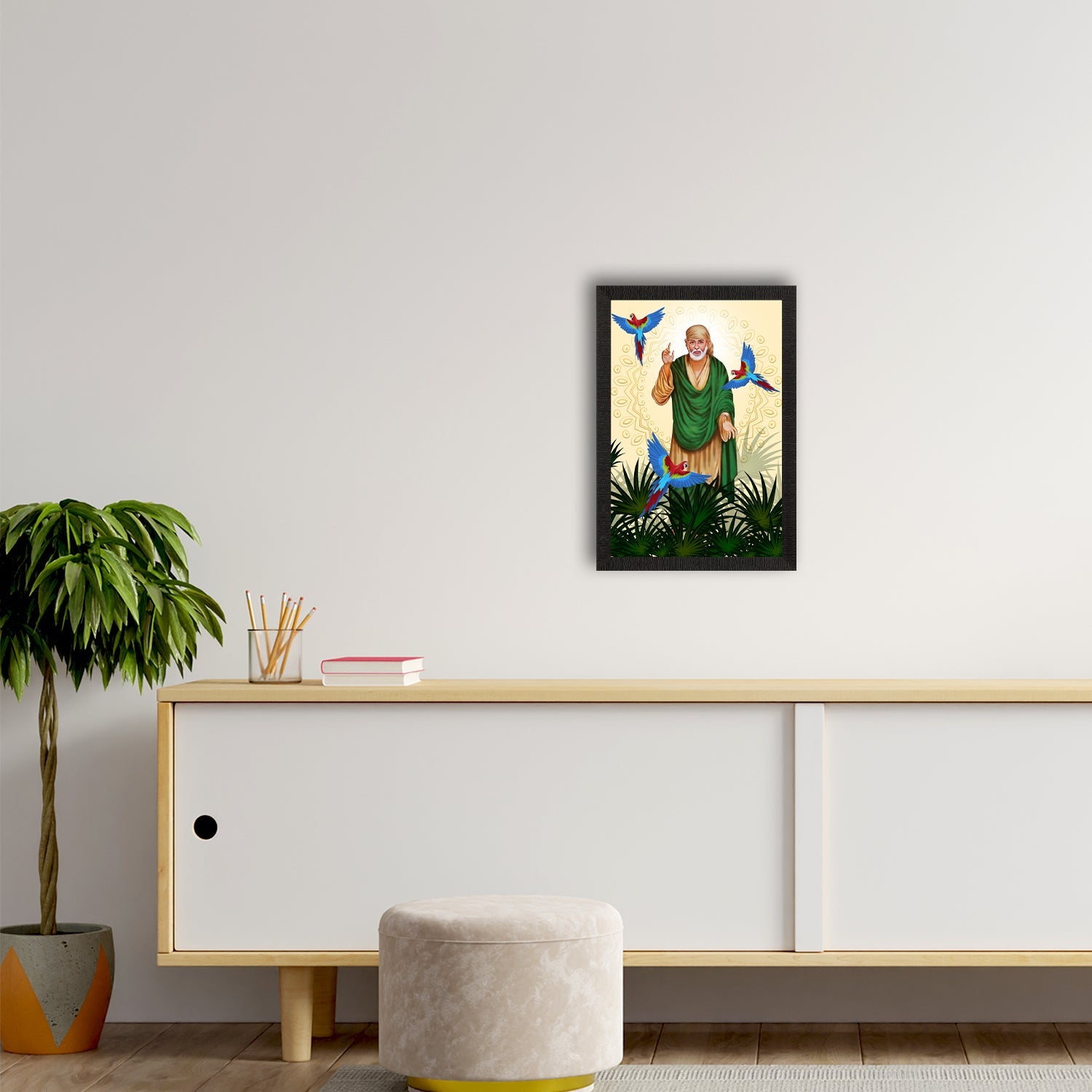 Sai Baba Satin Matt Texture UV Art Painting Kafalo