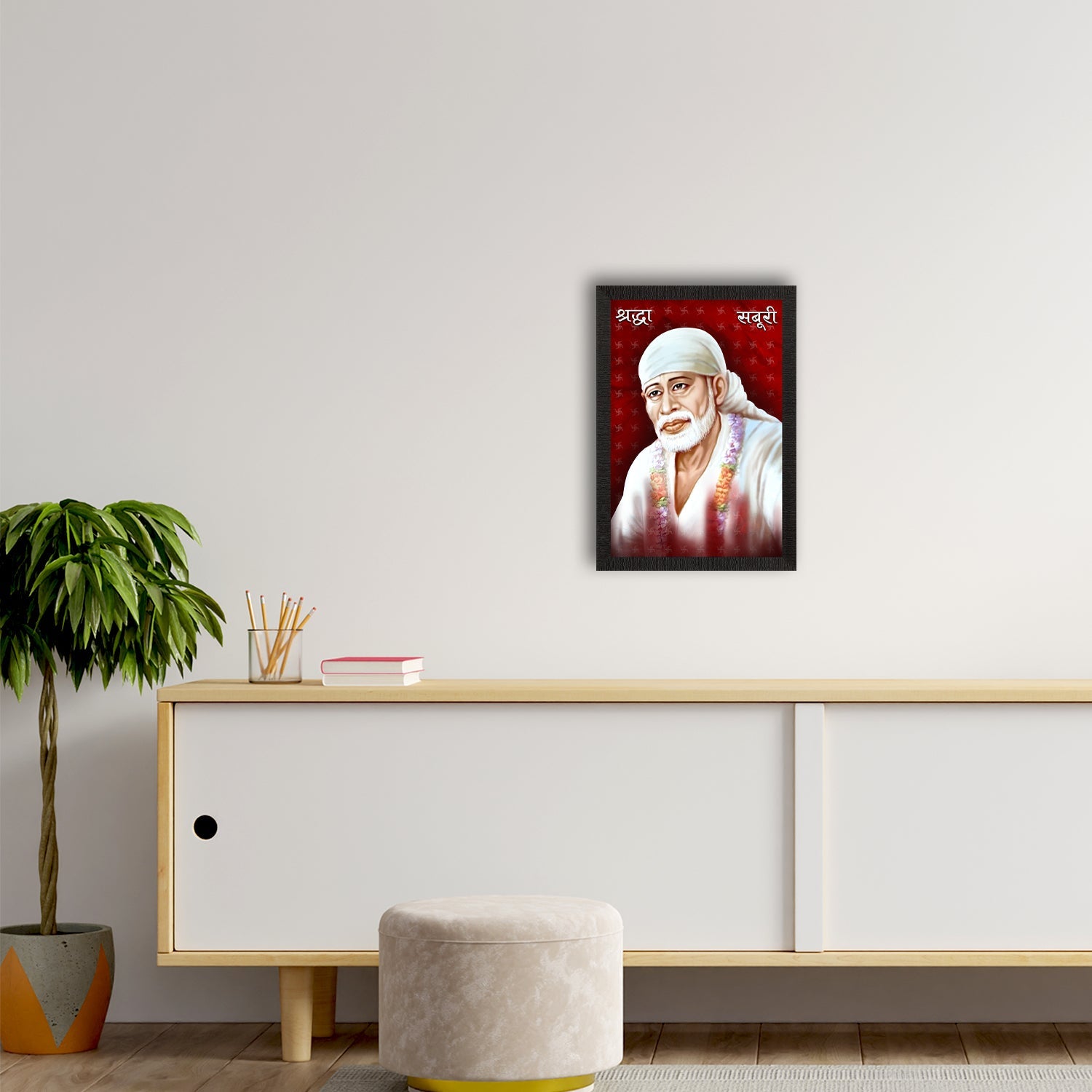 Sai Baba Satin Matt Texture UV Art Painting Kafalo