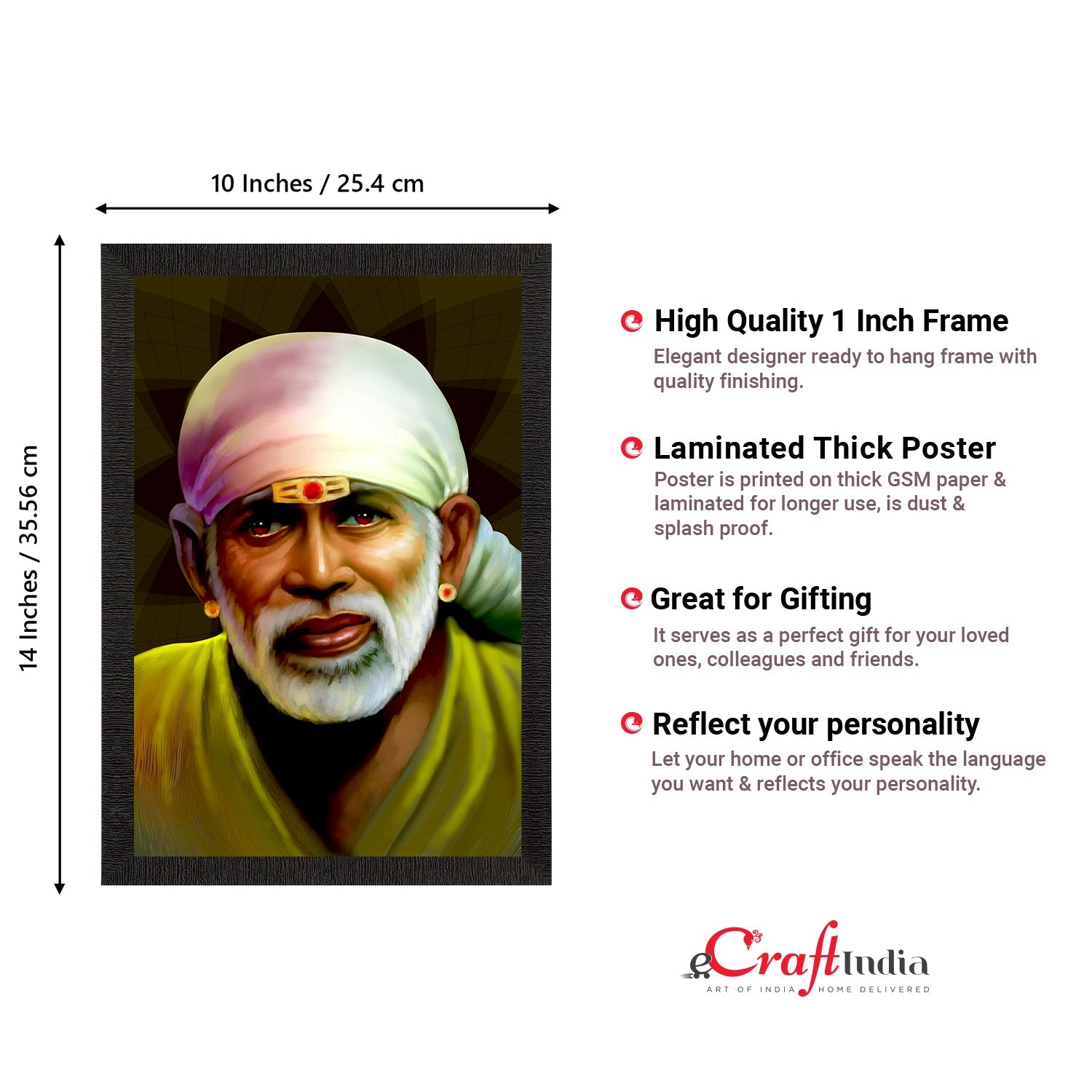 Sai Baba Satin Matt Texture UV Art Painting Kafalo