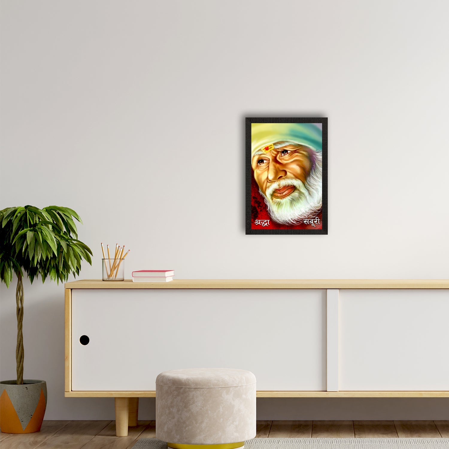 Sai Baba Satin Matt Texture UV Art Painting Kafalo