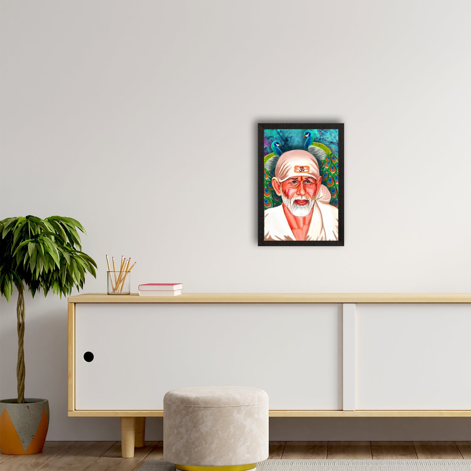Sai Baba Satin Matt Texture UV Art Painting Kafalo