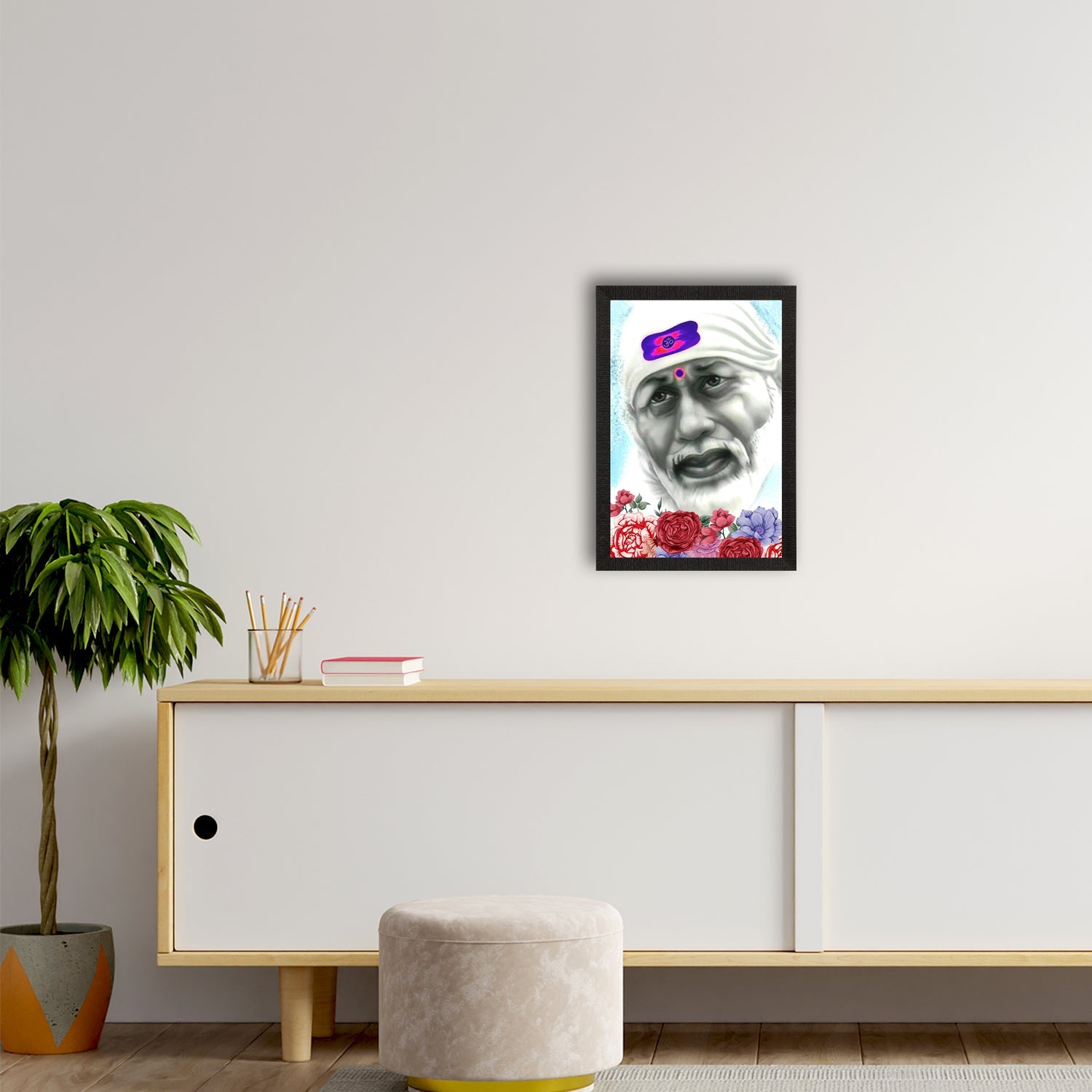 Sai Baba Satin Matt Texture UV Art Painting Kafalo