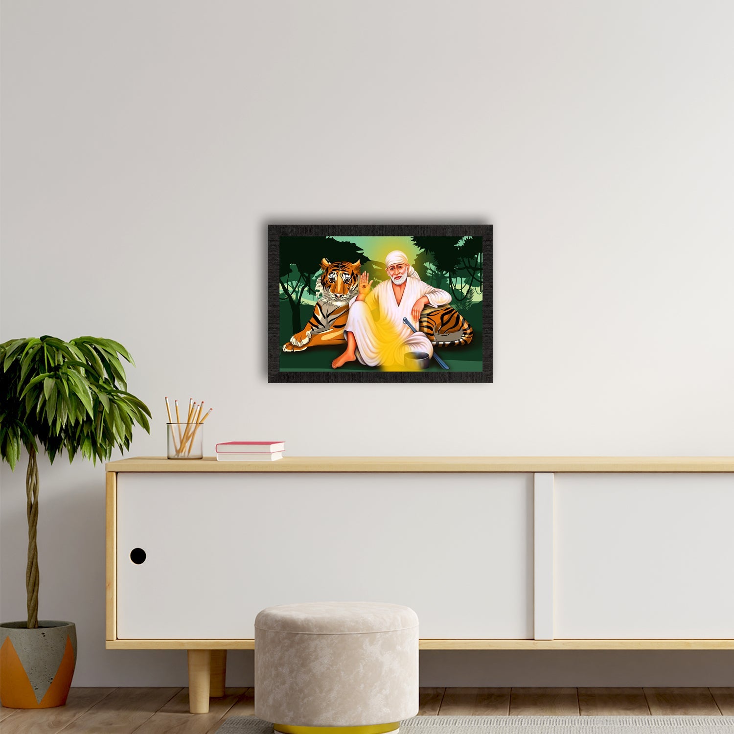 Sai Baba Satin Matt Texture UV Art Painting Kafalo