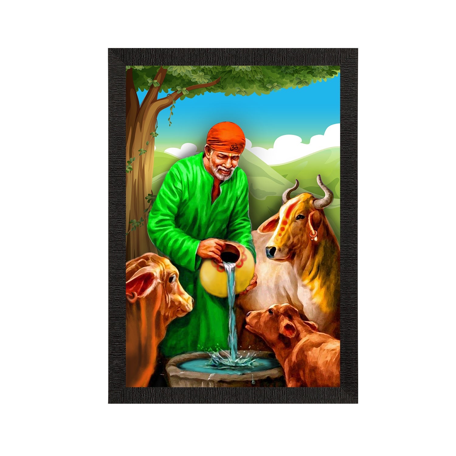 Sai Baba Satin Matt Texture UV Art Painting Kafalo