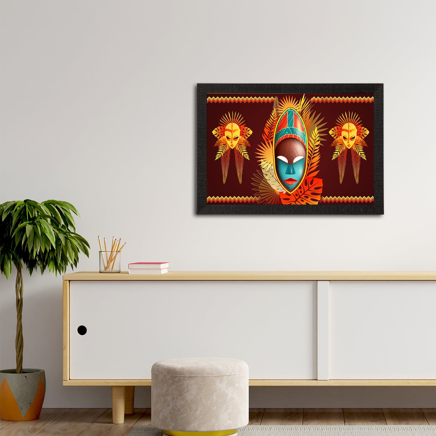 Tribal Theme Satin Matt Texture UV Art Painting Kafalo
