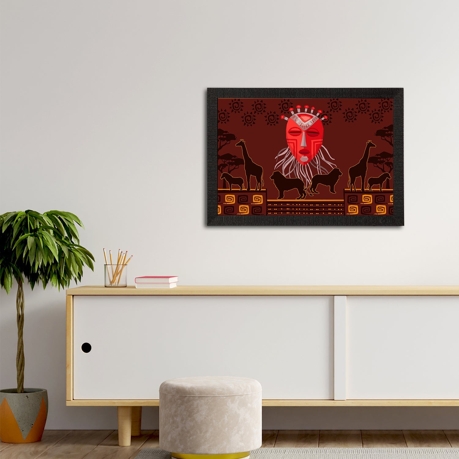 Tribal Theme Satin Matt Texture UV Art Painting Kafalo