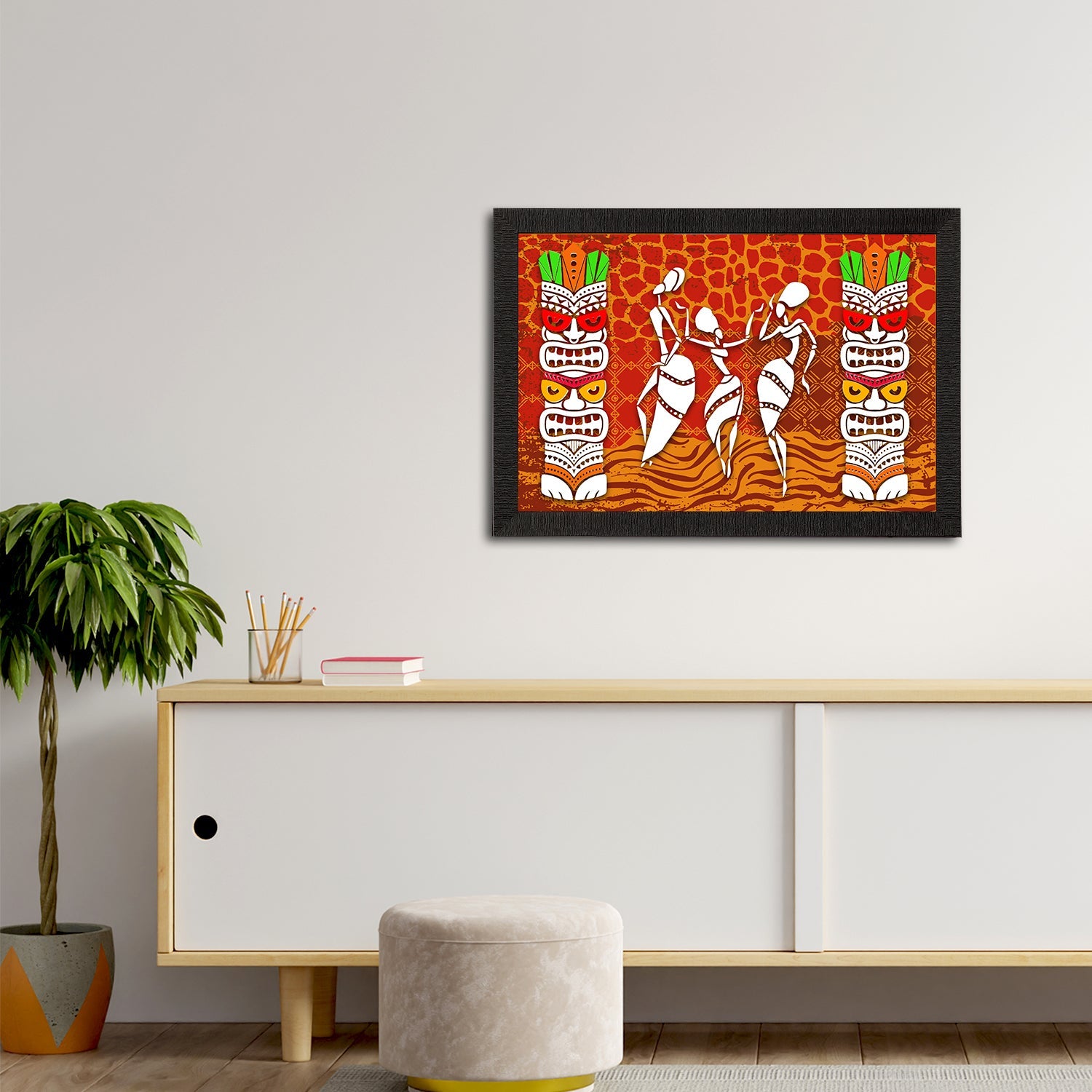 Tribal Theme Satin Matt Texture UV Art Painting Kafalo