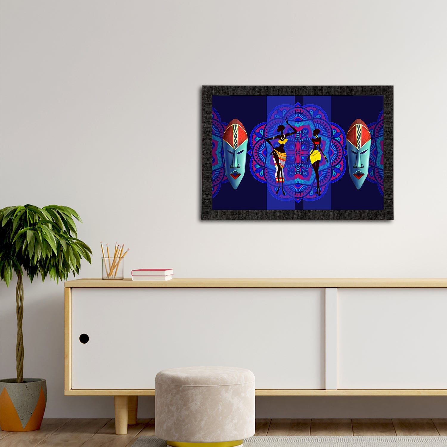 Tribal Theme Satin Matt Texture UV Art Painting Kafalo