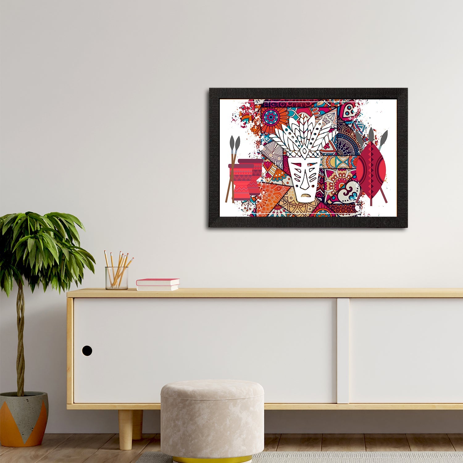 Tribal Theme Satin Matt Texture UV Art Painting Kafalo