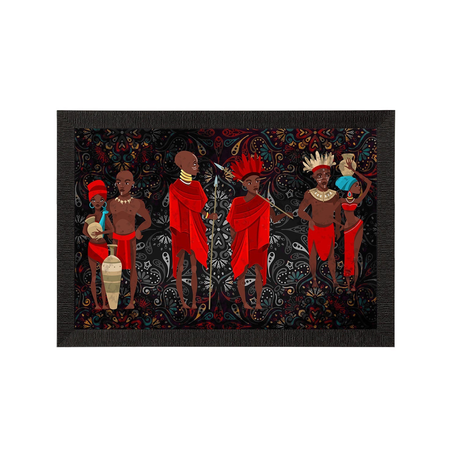 Tribal Theme Satin Matt Texture UV Art Painting Kafalo