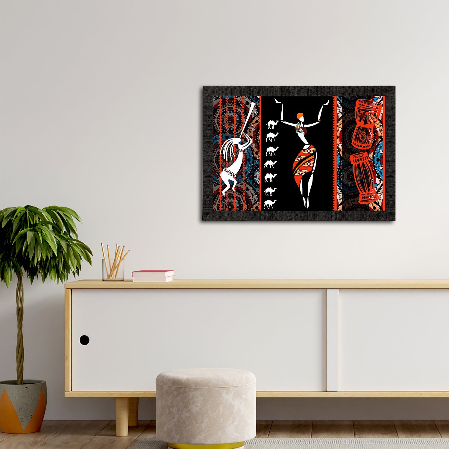 Tribal Theme Satin Matt Texture UV Art Painting Kafalo
